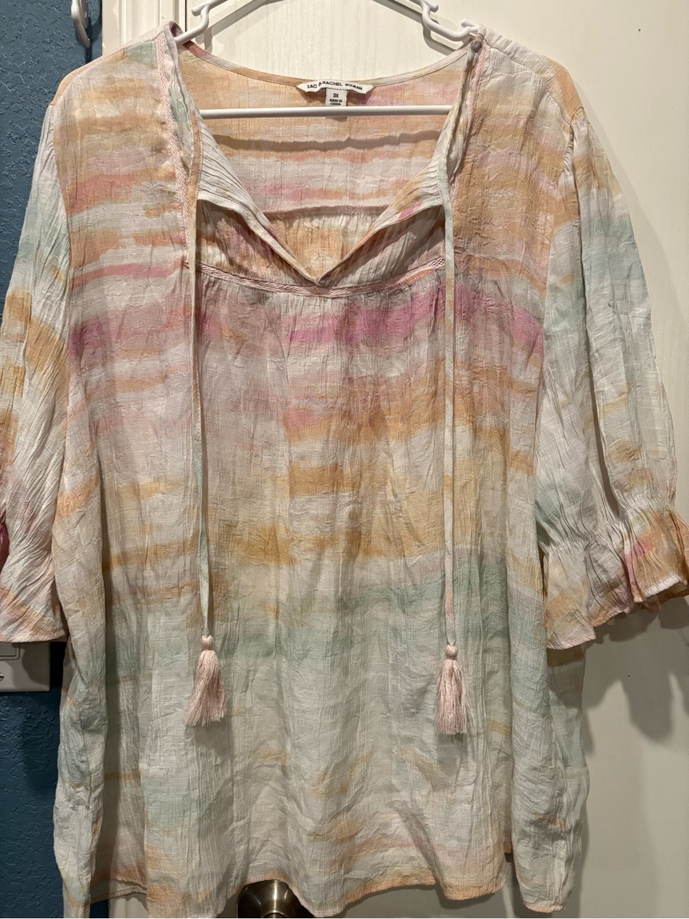 Zac & Rachel Pastel Striped Tie-Neck Tunic